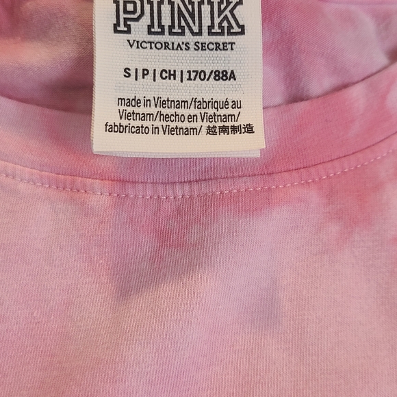 PINK Victoria's Secret Pink Tie-Dye Tee Shirt Dress with Gold Script Logo - Picture 6 of 6